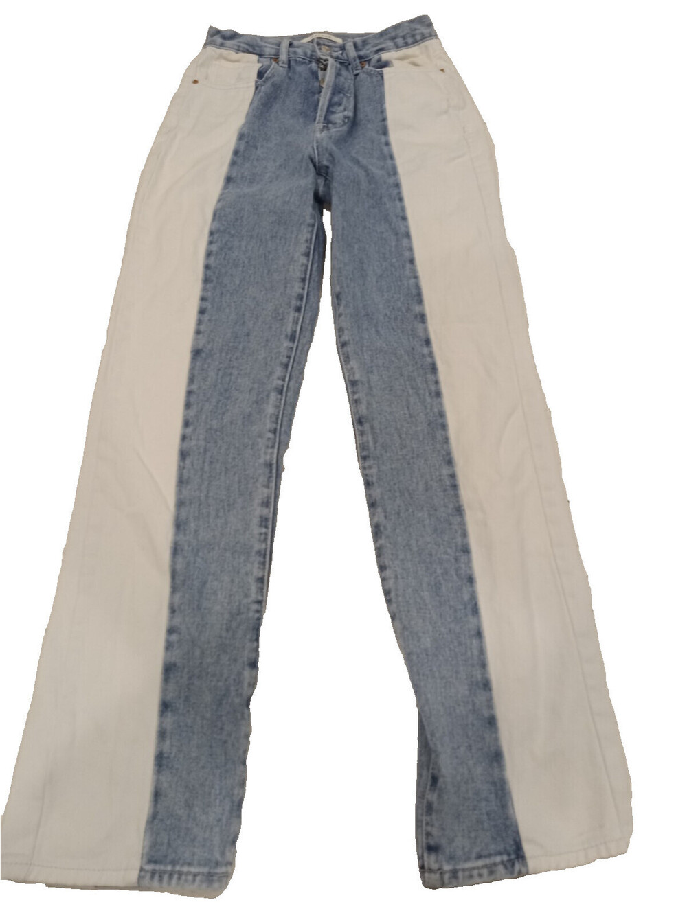 PacSun Two Tone Dad Jeans Womens Size 25 Blue Denim White Panel Button Fly GUC
